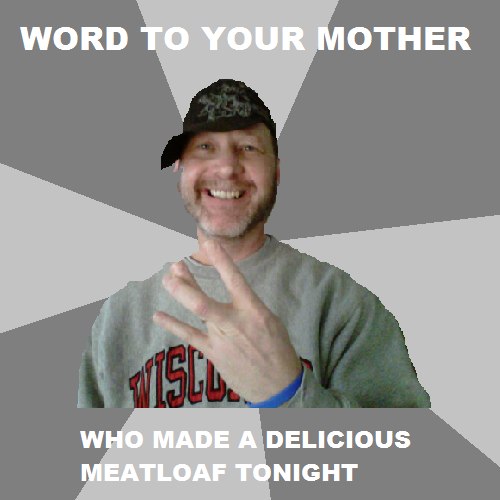 The original Hood Dad meme: a smiling dad in a cap posing in front of a gray starburst